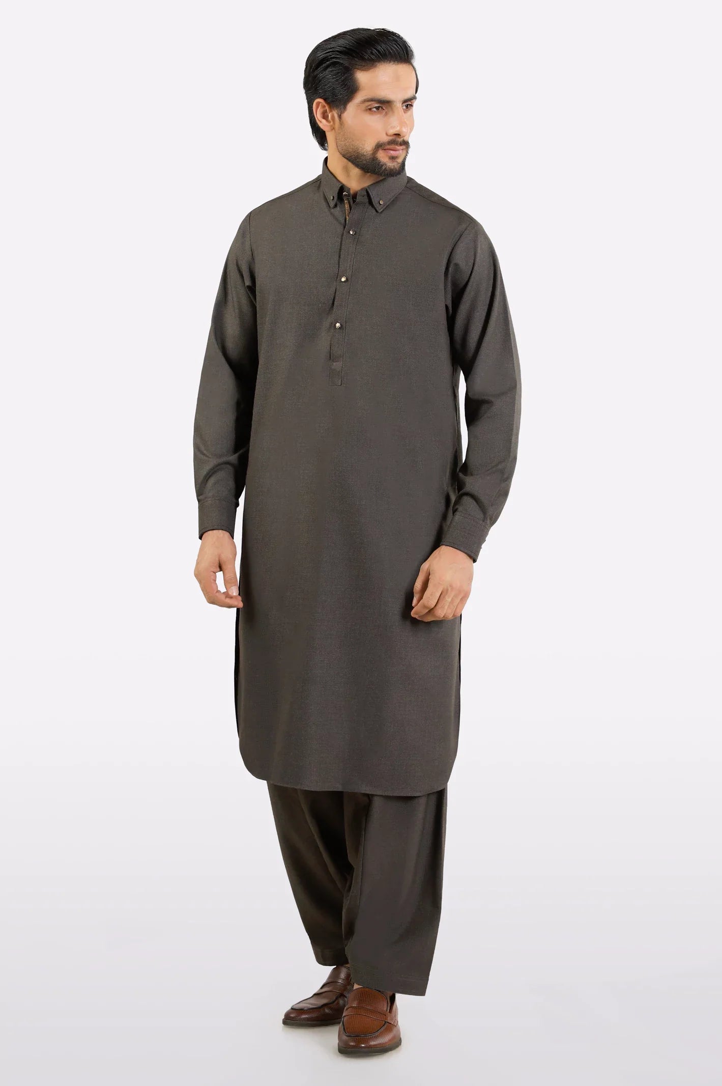 Dark Brown Wash & Wear Shalwar Kameez