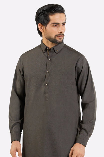Dark Brown Wash & Wear Shalwar Kameez