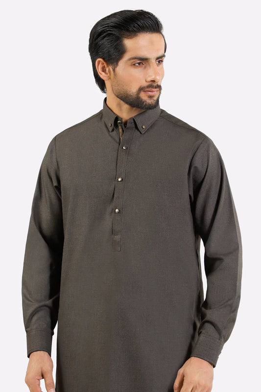 Dark Brown Wash & Wear Shalwar Kameez