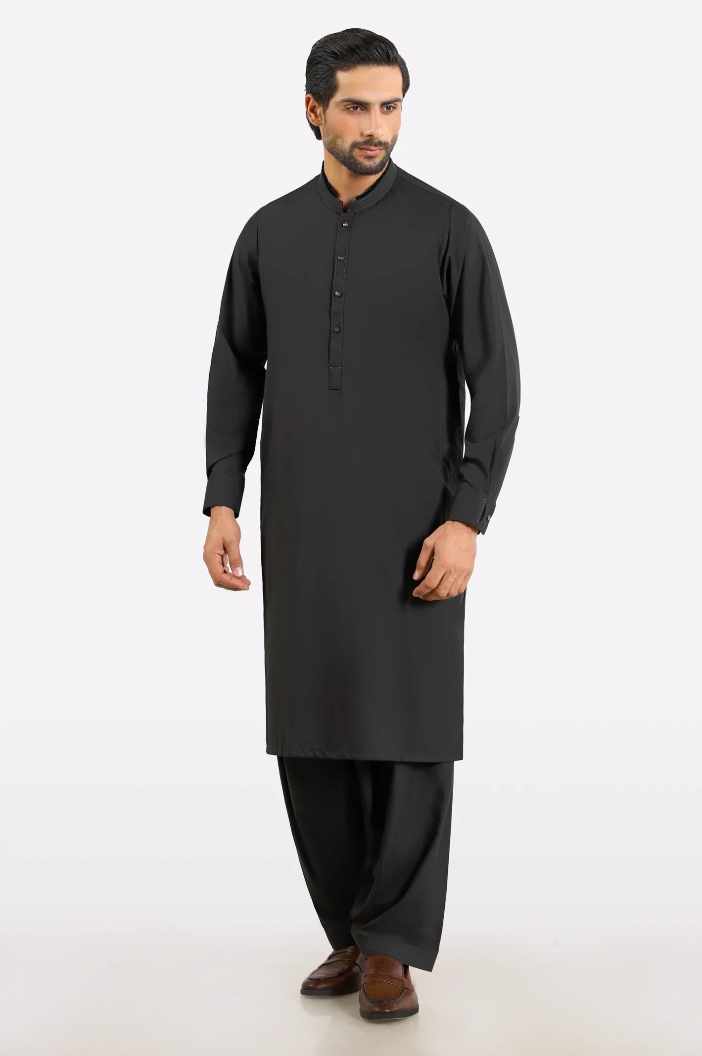 Dark Brown Wash & Wear Shalwar Kameez