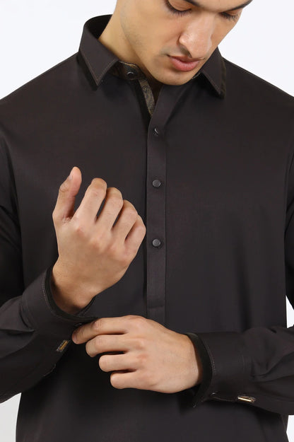Coffee Brown Wash & Wear Shalwar Kameez