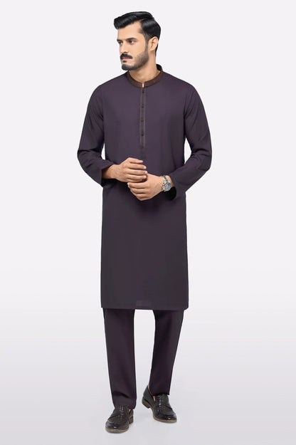 Dark Purple Wash & Wear Kurta Pajama