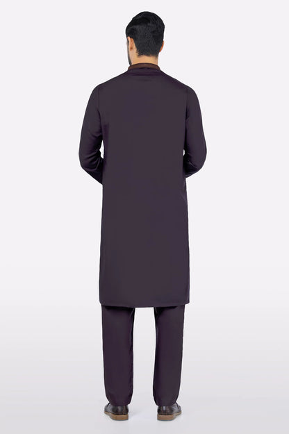 Dark Purple Wash & Wear Kurta Pajama