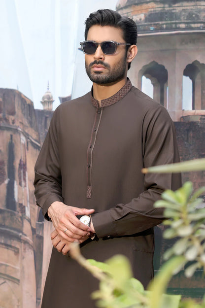 Coffee Brown Wash & Wear Shalwar Kameez