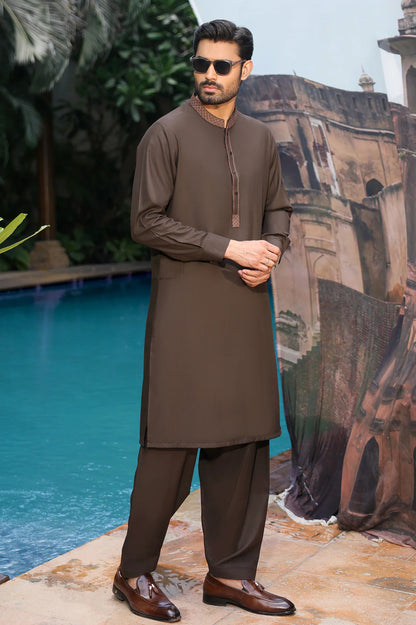 Coffee Brown Wash & Wear Shalwar Kameez