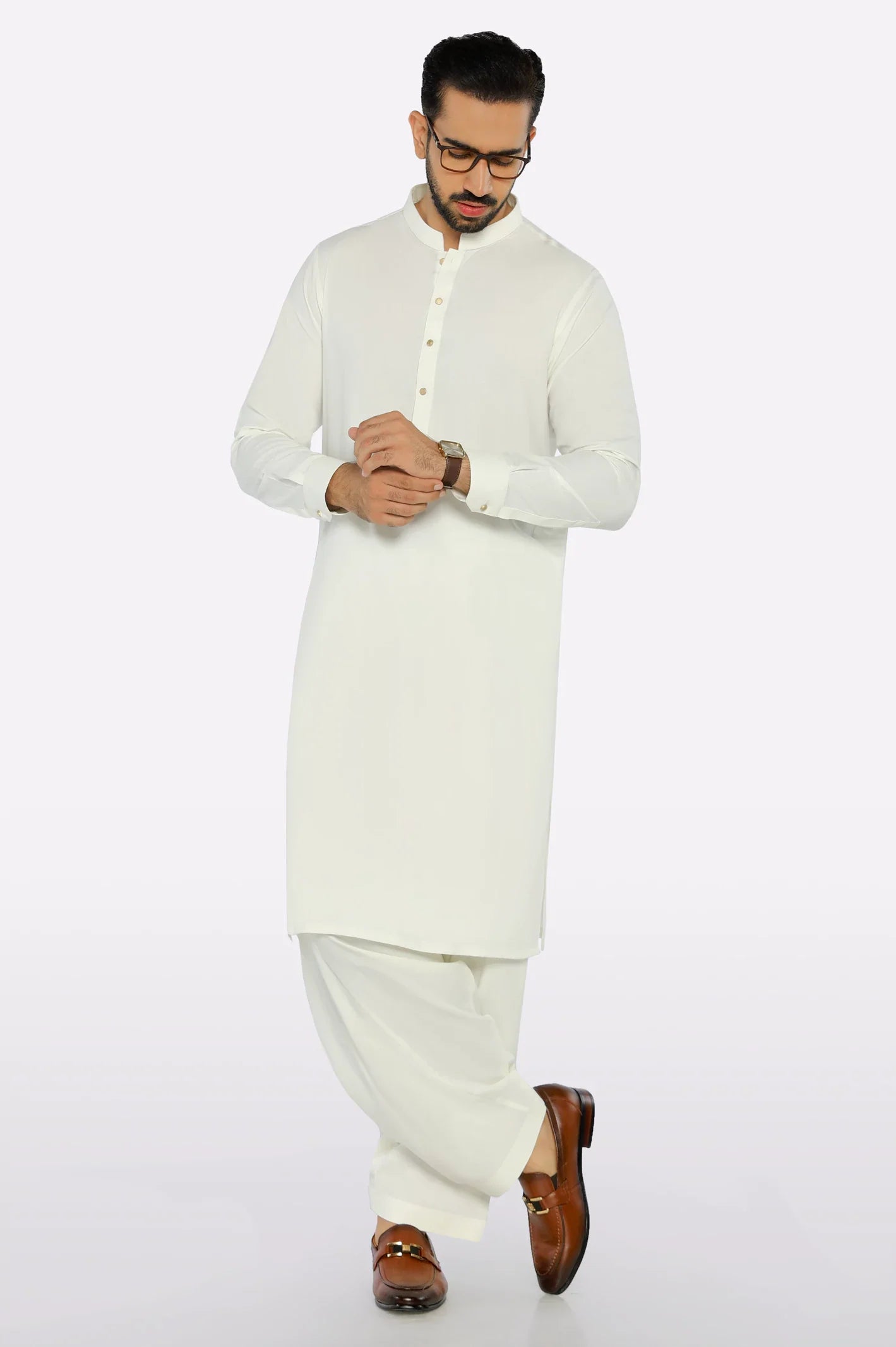 Off White Wash & Wear Shalwar Kameez