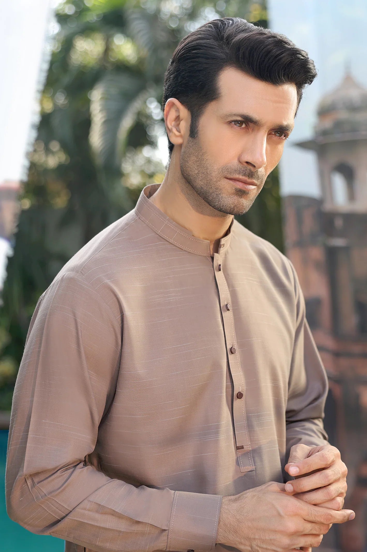 Brown Wash & Wear Shalwar Kameez