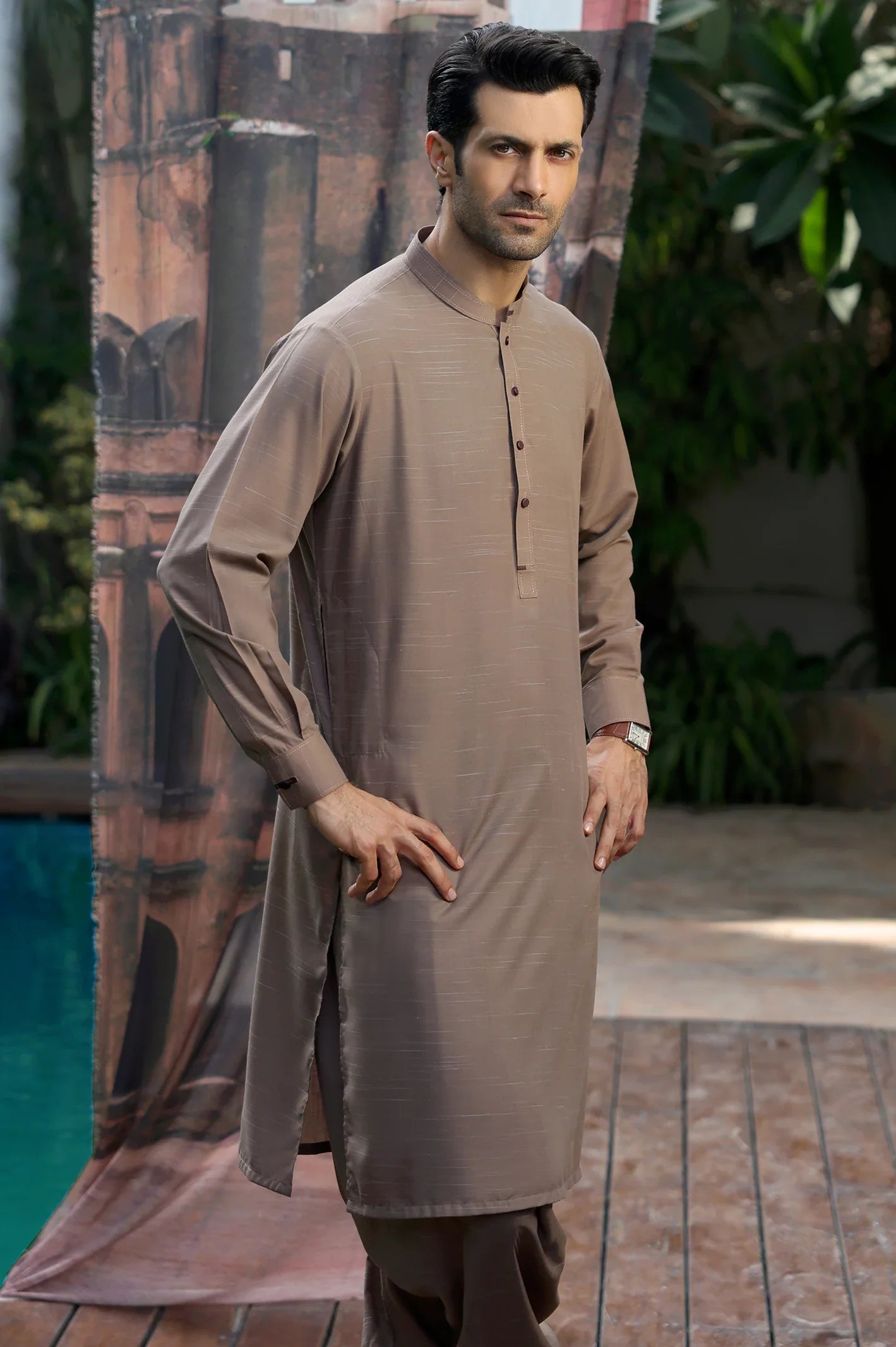 Brown Wash & Wear Shalwar Kameez