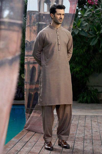 Brown Wash & Wear Shalwar Kameez