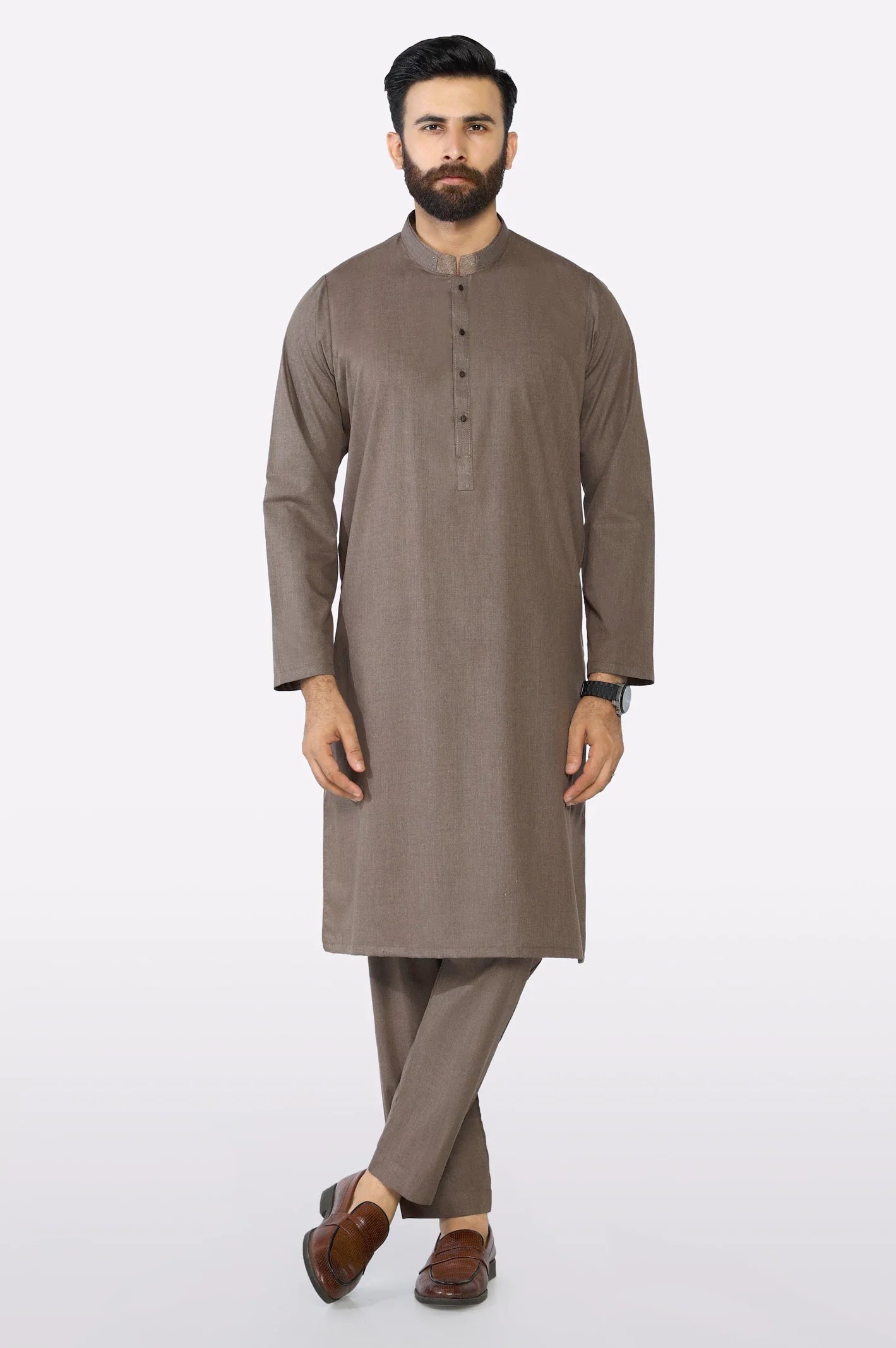 Brown Wash & Wear Kurta Pajama