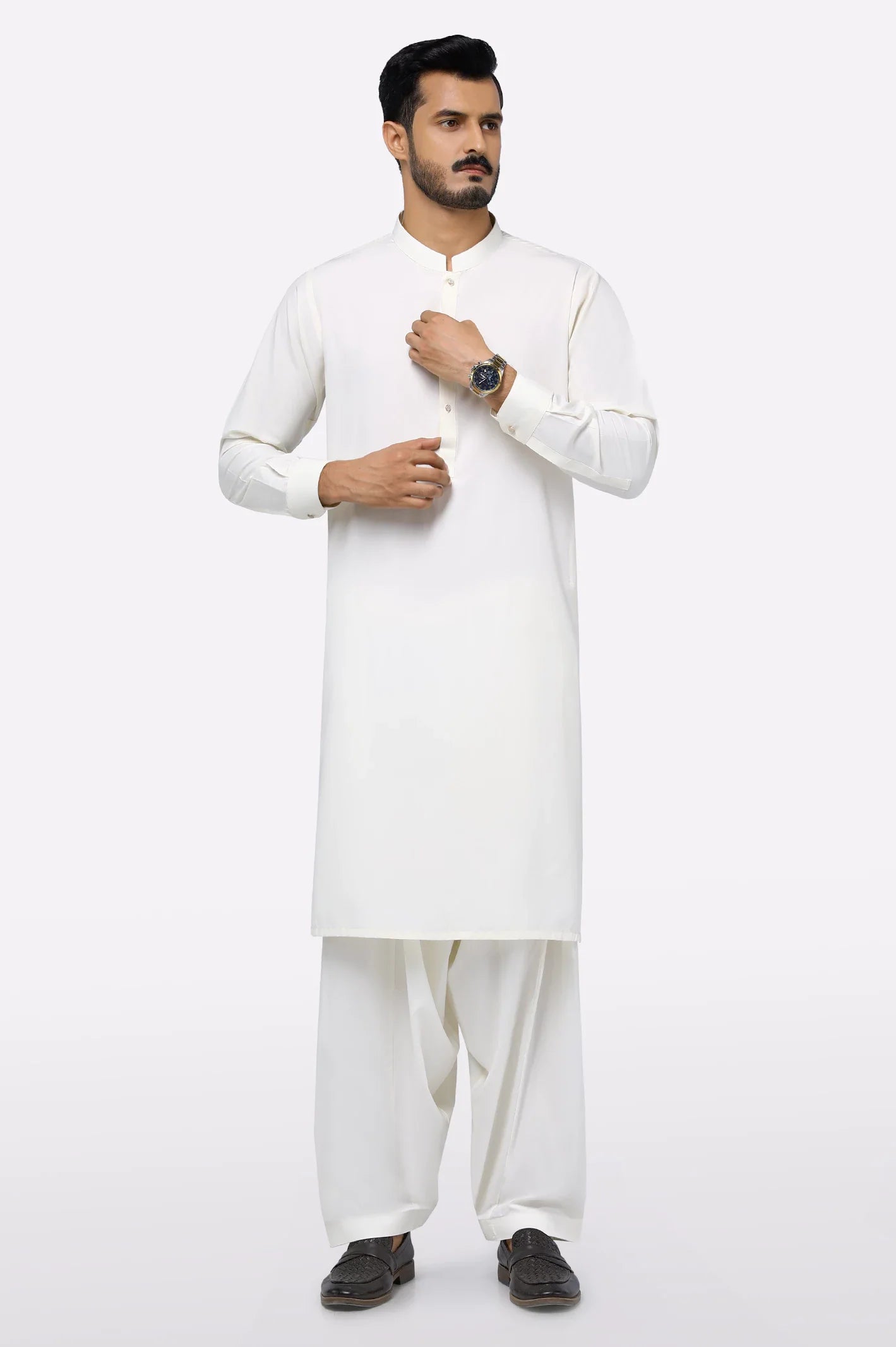 Cream Wash & Wear Shalwar Kameez