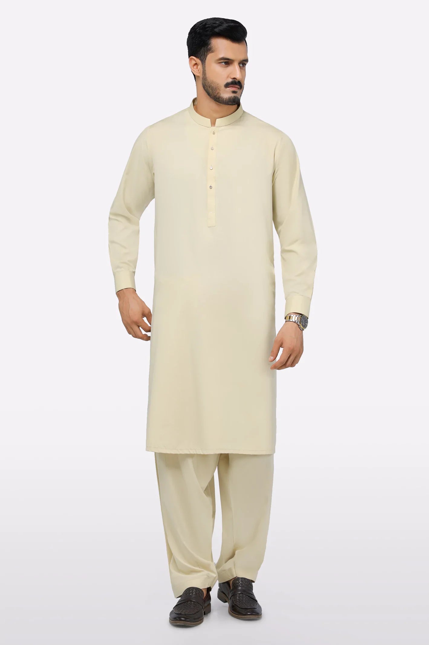 Light Fawn Wash & Wear Shalwar Kameez