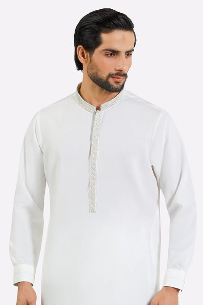Off White Wash & Wear Shalwar Kameez