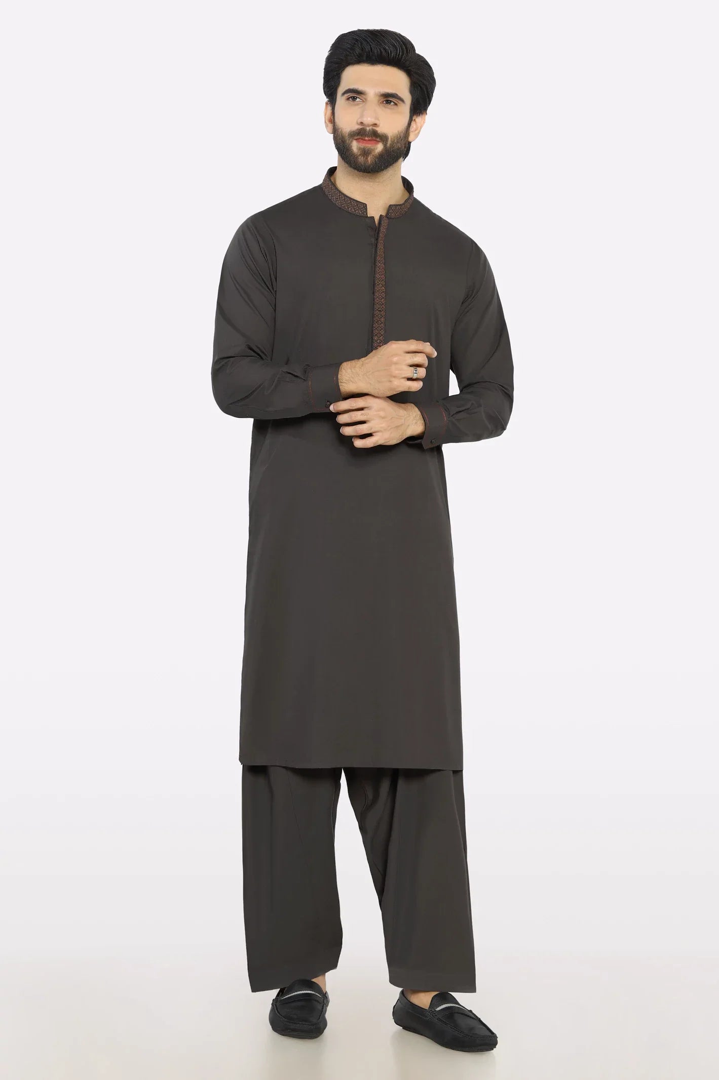 Coffee Brown Wash & Wear Shalwar Kameez