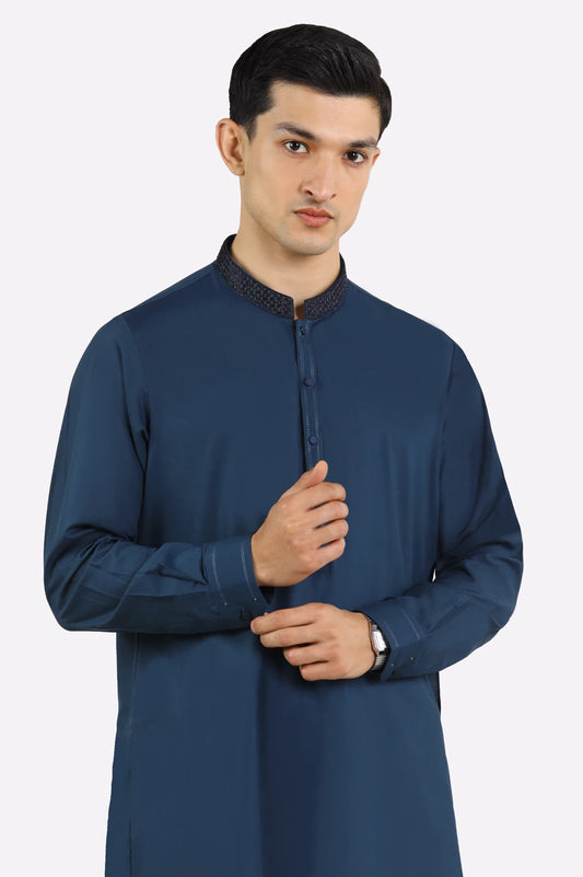 Dark Blue Wash & Wear Shalwar Kameez