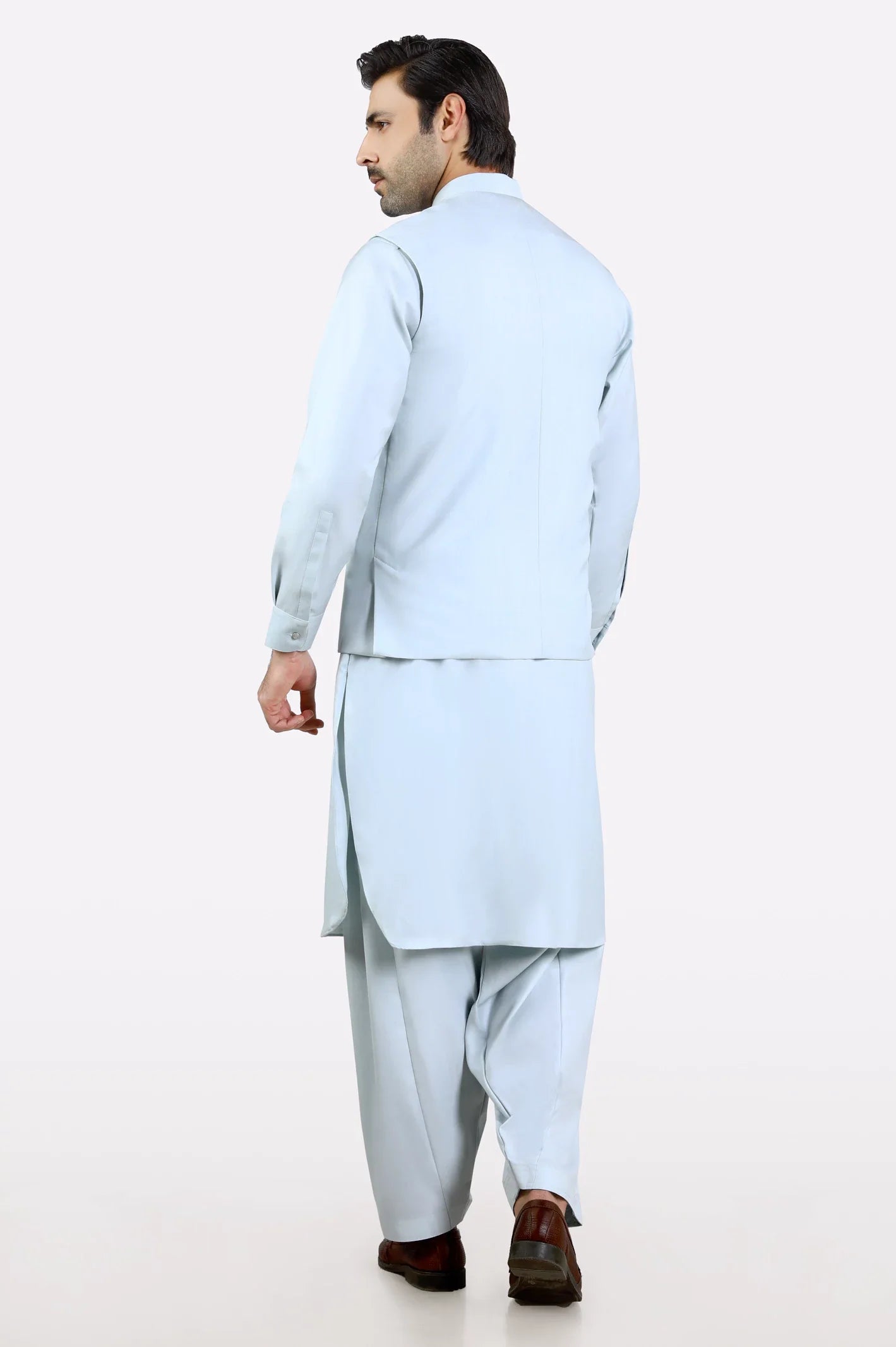 Light Blue Shalwar Kameez with Waistcoat