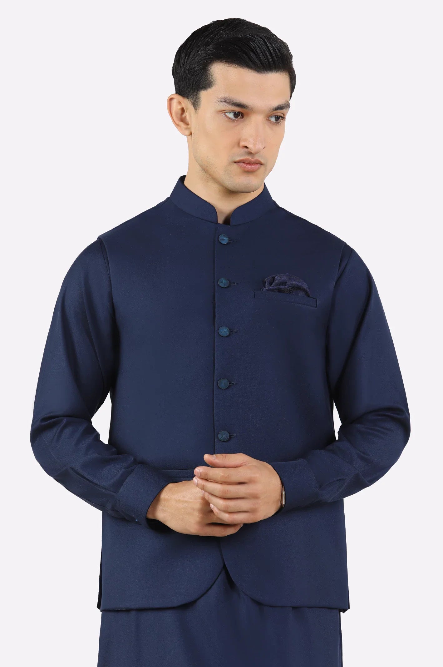 Navy Blue Shalwar Kameez with Waistcoat
