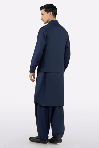 Navy Blue Shalwar Kameez with Waistcoat