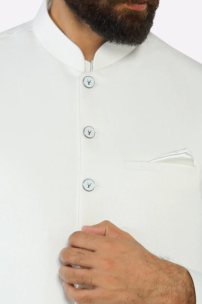 Off White Shalwar Kameez with Waistcoat