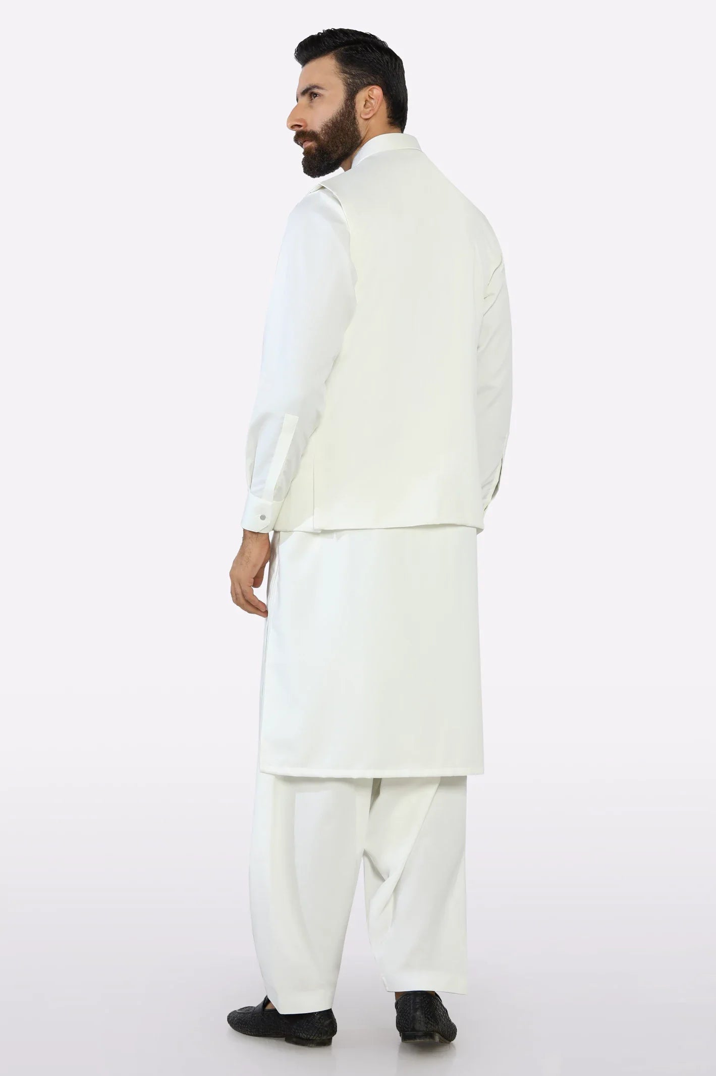 Off White Shalwar Kameez with Waistcoat