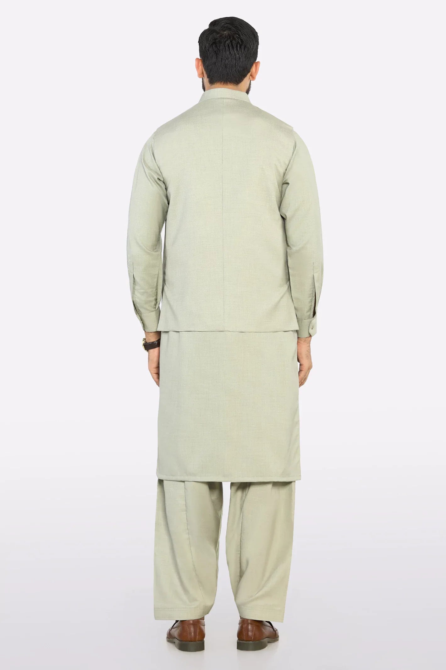 Green Shalwar Kameez with Waistcoat