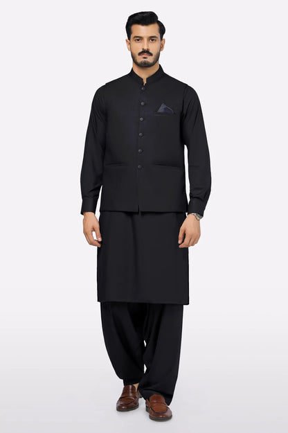 Black Shalwar Kameez with Waistcoat