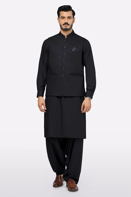 Black Shalwar Kameez with Waistcoat