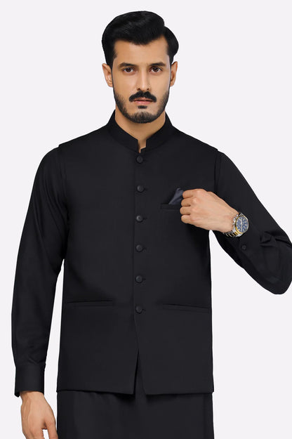 Black Shalwar Kameez with Waistcoat