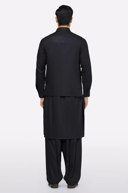 Black Shalwar Kameez with Waistcoat