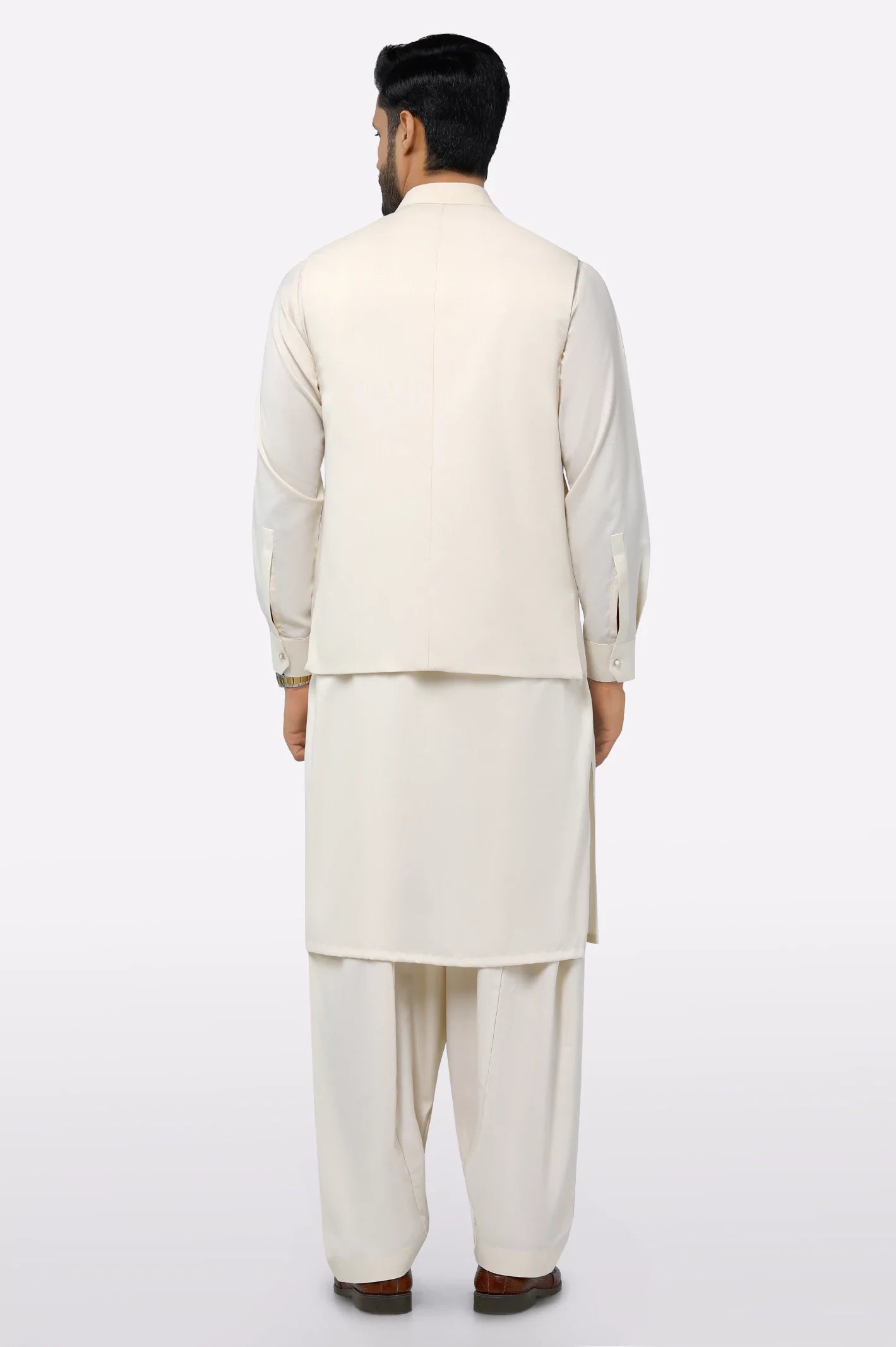 Cream Shalwar Kameez with Waistcoat