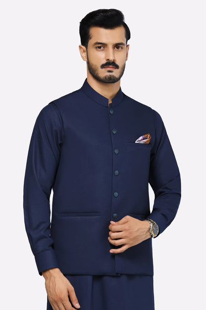 Dark Blue Shalwar Kameez with Waistcoat