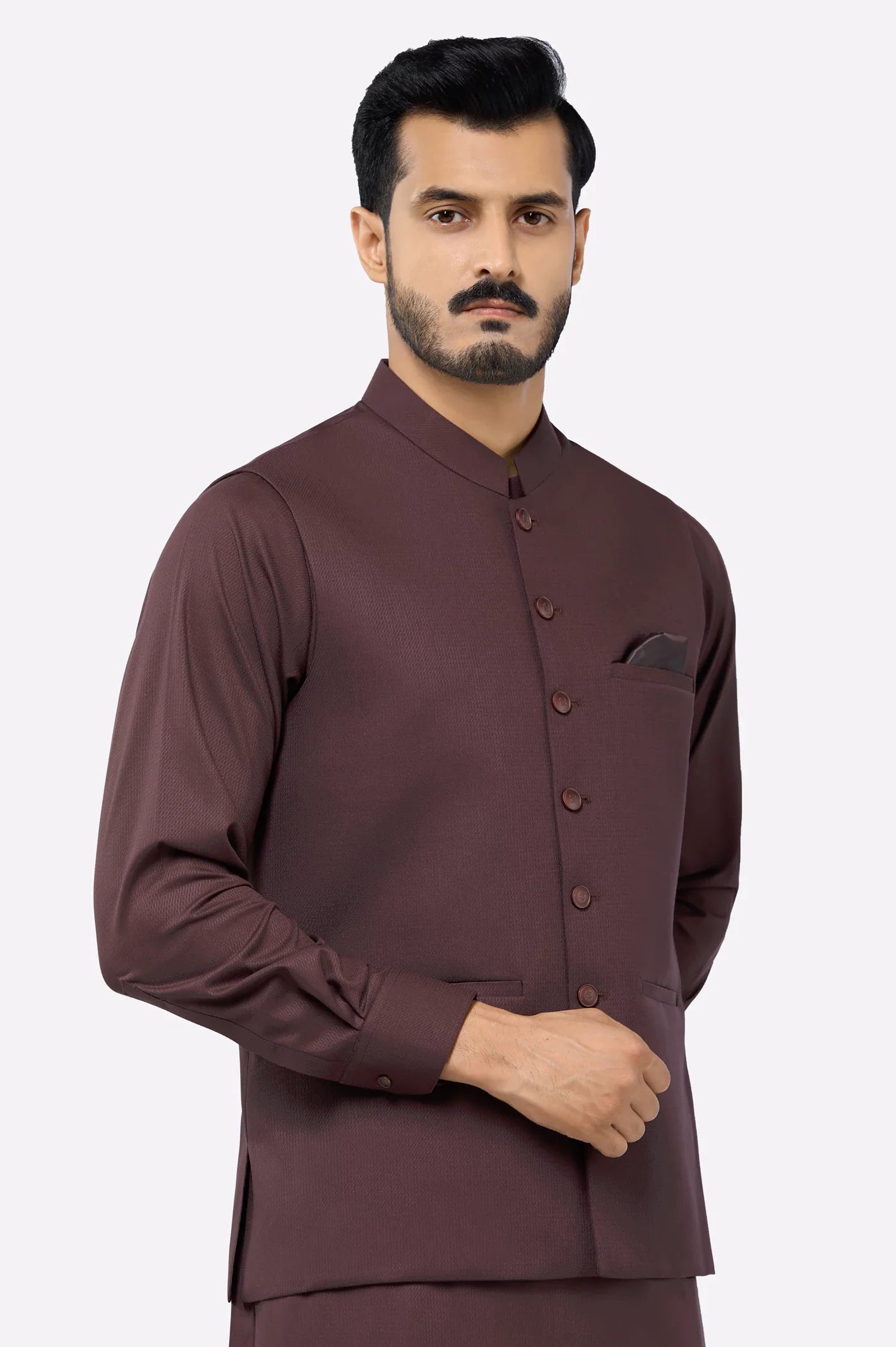 Dark Maroon Shalwar Kameez with Waistcoat