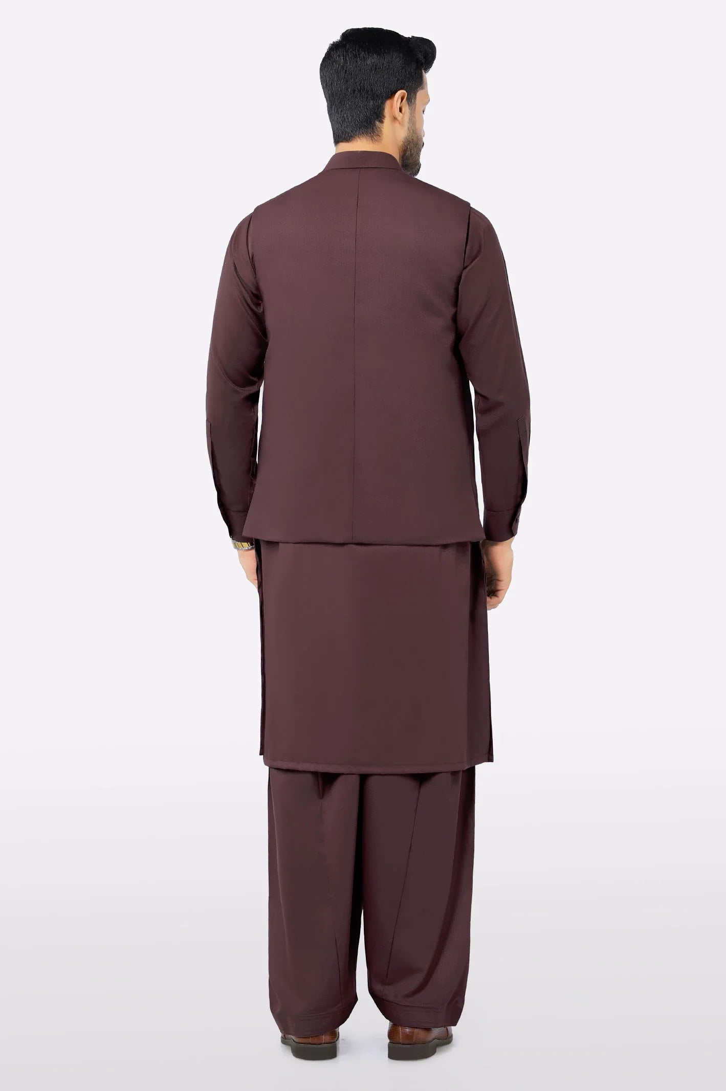 Dark Maroon Shalwar Kameez with Waistcoat