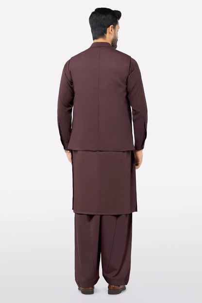Dark Maroon Shalwar Kameez with Waistcoat