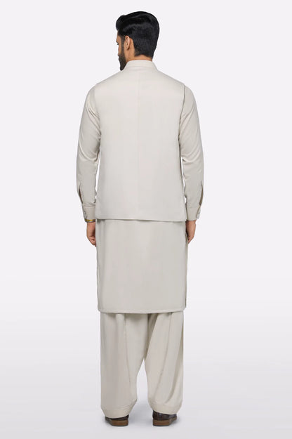 Light Beige Shalwar Kameez with Waistcoat
