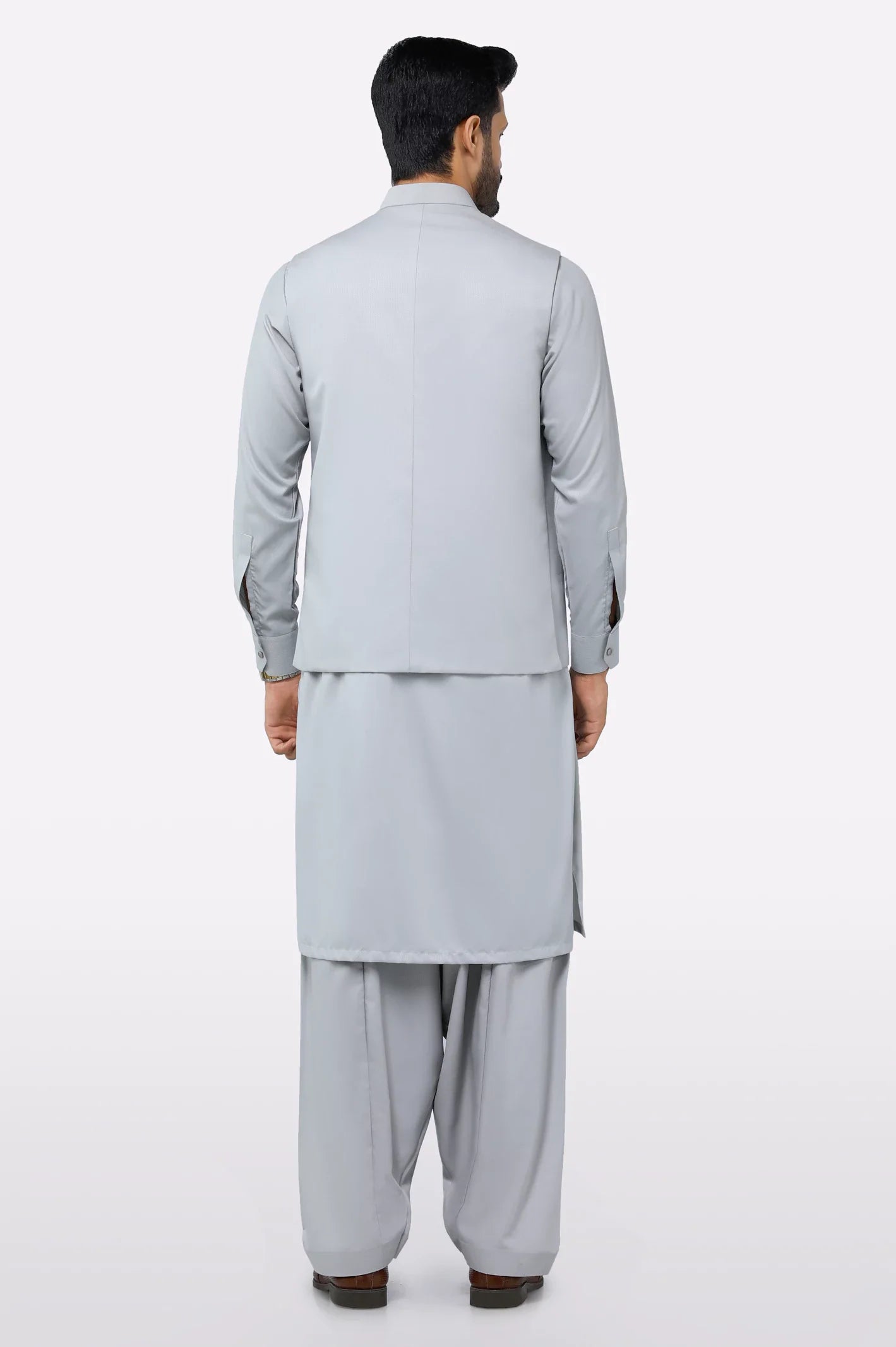 Light Grey Shalwar Kameez with Waistcoat