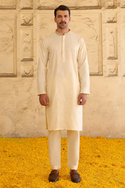 Cream Wash & Wear Kurta Pajama