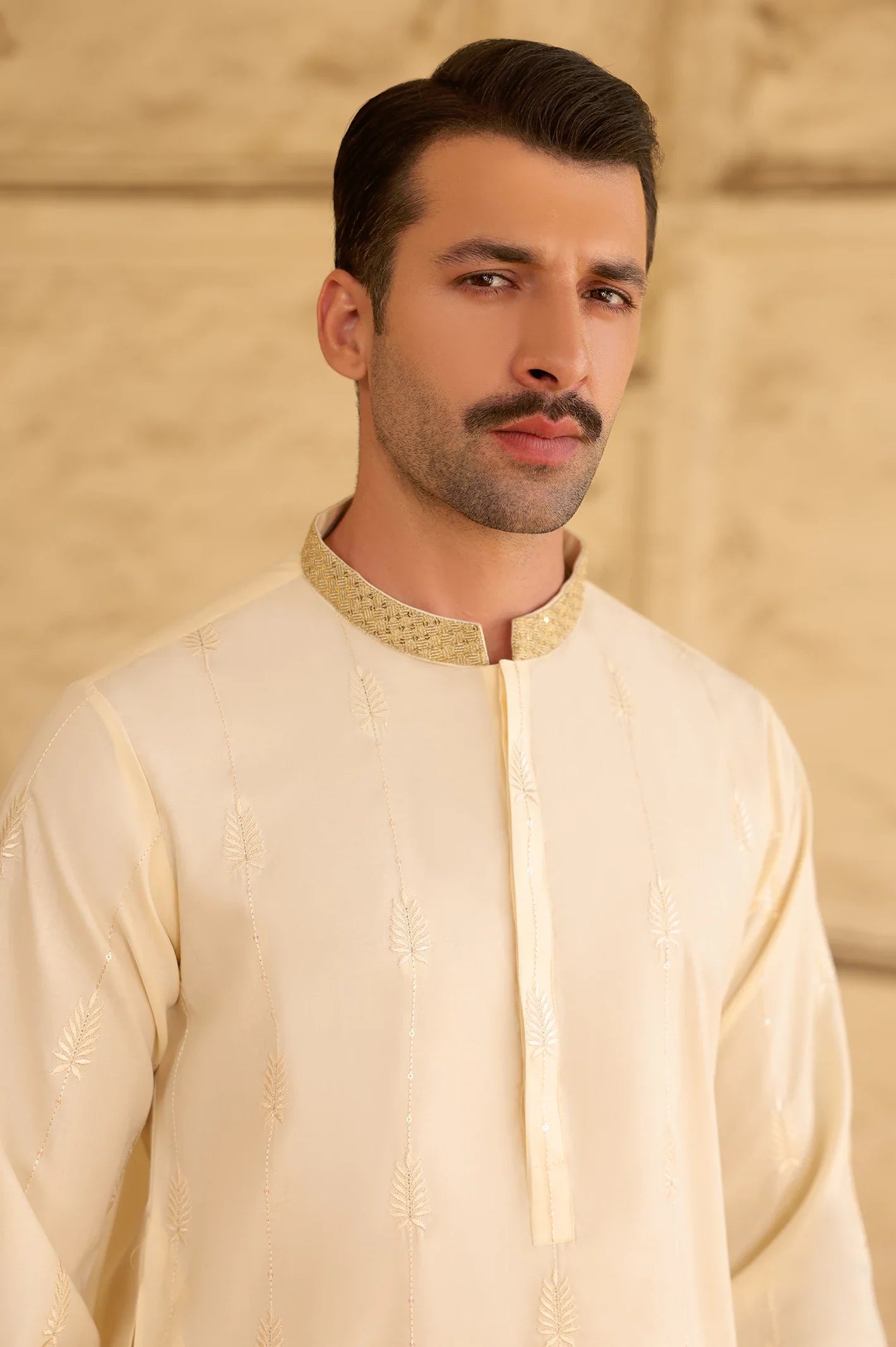 Cream Wash & Wear Kurta Pajama