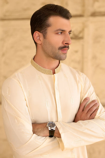 Cream Wash & Wear Kurta Pajama