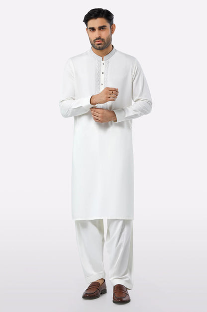 Off White Wash & Wear Shalwar Kameez