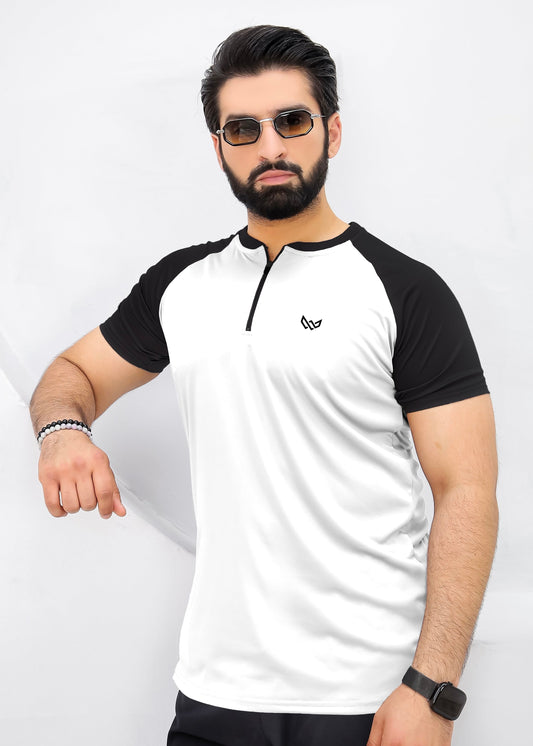 Velocity Zip Tee - White/Black