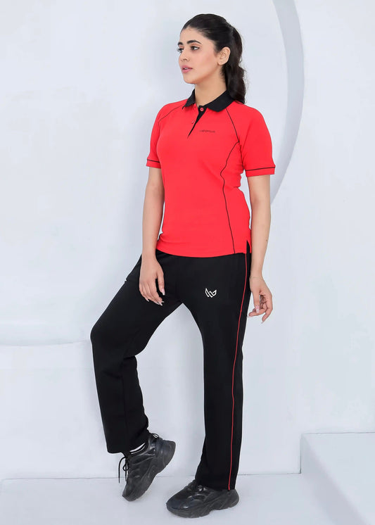 Red Spark - 100% Cotton Polo Tracksuit