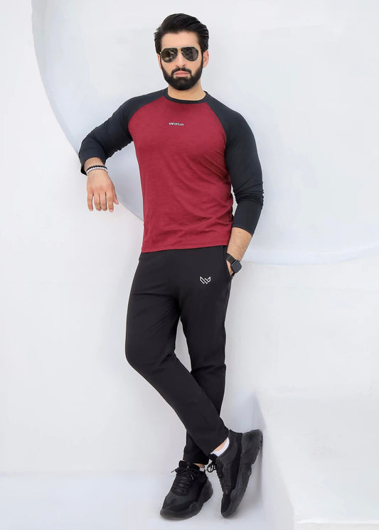 AURA - Spendex Textured Mehroon Twinset