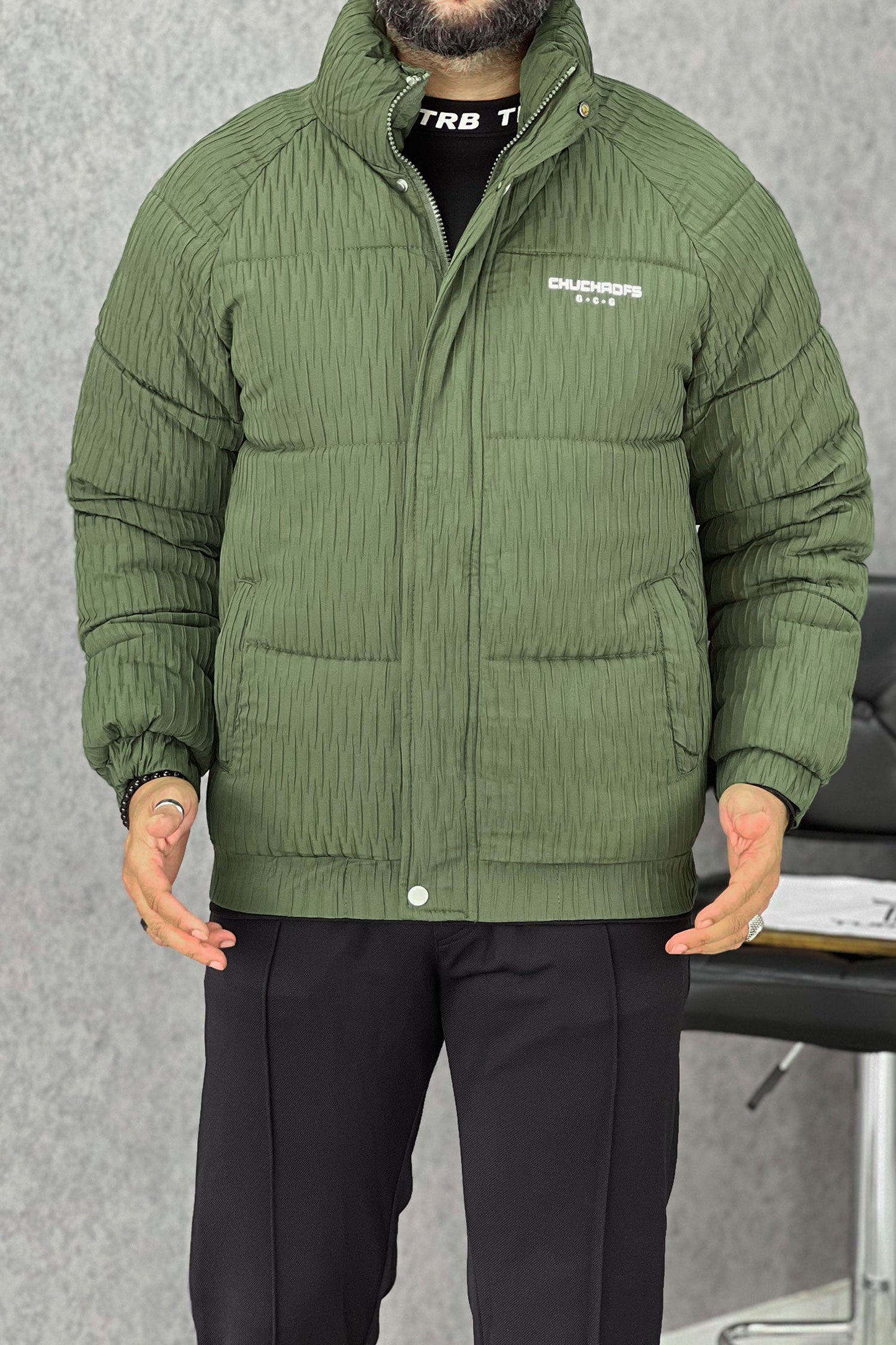 Warm Motif Pattern Padded Imported Puffer Jacket