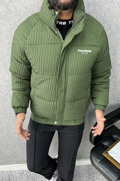 Warm Motif Pattern Padded Imported Puffer Jacket