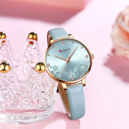 CURREN 9068 Women's Leather Straps Watch