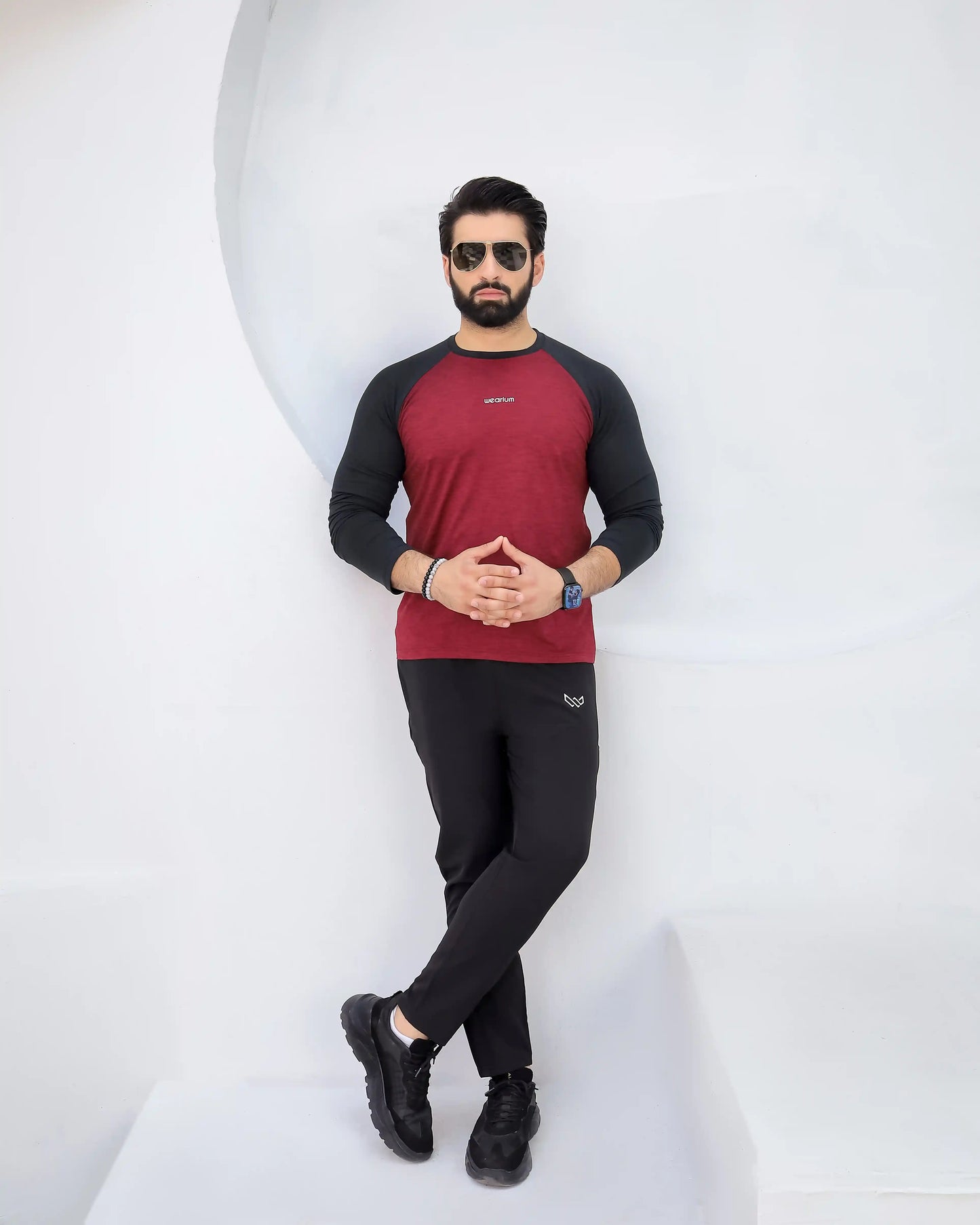 AURA - Spendex Textured Mehroon Twinset