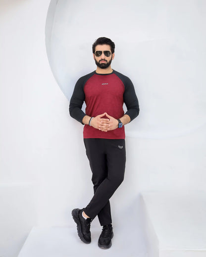 AURA - Spendex Textured Mehroon Twinset