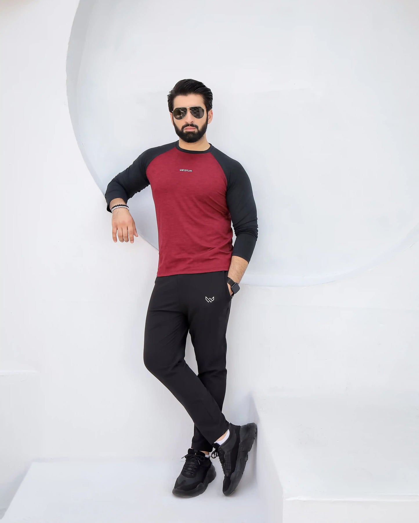 AURA - Spendex Textured Mehroon Twinset