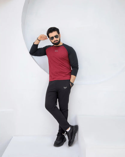 AURA - Spendex Textured Mehroon Twinset